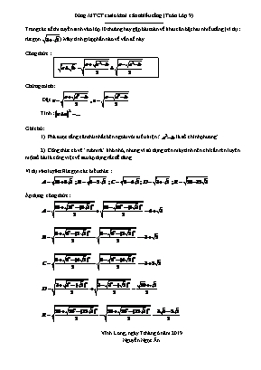 Dùng máy tính cầm tay Casio khai căn nhiều tầng (Toán Lớp 9) - Nguyễn Ngọc Ấn